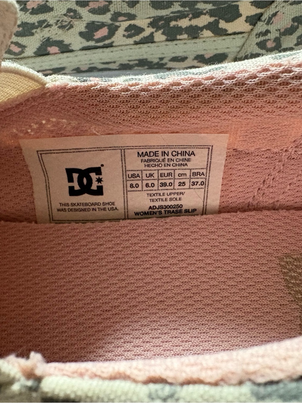 DC Women’s Slip-On Leopard Print Sneakers in Pink and Gray - Picture 4 of 5